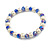 8mm/Blue Glass Bead and White Faux Pearl Necklace/Flex Bracelet/Drop Earrings Set - 43cm L/4cm Ext - view 5