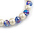 8mm/Blue Glass Bead and White Faux Pearl Necklace/Flex Bracelet/Drop Earrings Set - 43cm L/4cm Ext - view 8