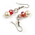 8mm/Red Glass Bead and White Faux Pearl Necklace/Flex Bracelet/Drop Earrings Set - 43cm L/4cm Ext - view 7