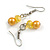 8mm/Lemon Yellow Glass Bead and Beer Yellow Faux Pearl Necklace/Flex Bracelet/Drop Earrings Set - 43cm L/4cm Ext - view 7