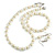 8mm/Clear Glass Bead and Cream Faux Pearl Necklace/Flex Bracelet/Drop Earrings Set - 43cmL/4cm Ext - view 2