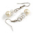 8mm/Clear Glass Bead and Cream Faux Pearl Necklace/Flex Bracelet/Drop Earrings Set - 43cmL/4cm Ext - view 8
