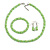 8mm/Seafoam Green Glass Bead and Pea Green Faux Pearl Necklace/Flex Bracelet/Drop Earrings Set - 43cm L/4cm Ext
