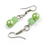 8mm/Seafoam Green Glass Bead and Pea Green Faux Pearl Necklace/Flex Bracelet/Drop Earrings Set - 43cm L/4cm Ext - view 6