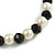 8mm/Black Glass Bead and White Faux Pearl Necklace/Flex Bracelet/Drop Earrings Set - 43cmL/4cm Ext - view 8