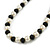 8mm/Black Glass Bead and White Faux Pearl Necklace/Flex Bracelet/Drop Earrings Set - 43cmL/4cm Ext - view 9