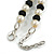 8mm/Black Glass Bead and White Faux Pearl Necklace/Flex Bracelet/Drop Earrings Set - 43cmL/4cm Ext - view 6
