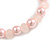 8mm/Glass Bead and Faux Pearl Necklace/Flex Bracelet/Drop Earrings Set in Pastel Pink Colours - 43cmL/4cm Ext - view 9