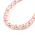 8mm/Glass Bead and Faux Pearl Necklace/Flex Bracelet/Drop Earrings Set in Pastel Pink Colours - 43cmL/4cm Ext - view 10