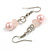 8mm/Glass Bead and Faux Pearl Necklace/Flex Bracelet/Drop Earrings Set in Pastel Pink Colours - 43cmL/4cm Ext - view 8