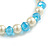8mm/Azure Blue Glass Bead and White Faux Pearl Necklace/Flex Bracelet/Drop Earrings Set - 43cmL/4cm Ext - view 7