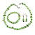 Spring Green Glass/Lime Green Shell Necklace/ Flex Bracelet (Size M) / Drop Earrings Set - 40cm L/5cm Ext