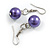 Stylish Purple Glass Bead Necklace/ Stretch Bracelet/Drop Earrings Set - 44cm L/ 4cm Ext - view 5
