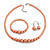 Peach Orange Glass Bead Necklace/ Stretch Bracelet/Drop Earrings Set - 44cm L/ 4cm Ext - view 2