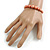Peach Orange Glass Bead Necklace/ Stretch Bracelet/Drop Earrings Set - 44cm L/ 4cm Ext - view 5
