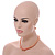 Peach Orange Glass Bead Necklace/ Stretch Bracelet/Drop Earrings Set - 44cm L/ 4cm Ext - view 3