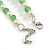 8mm/Spring Green Glass Bead and White Faux Pearl Necklace/Flex Bracelet/Drop Earrings Set - 43cm L/4cm Ext - view 7