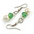 8mm/Spring Green Glass Bead and White Faux Pearl Necklace/Flex Bracelet/Drop Earrings Set - 43cm L/4cm Ext - view 6