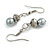 8mm/Hematite Glass Bead and Grey Faux Pearl Necklace/Flex Bracelet/Drop Earrings Set - 43cmL/4cm Ext - view 6