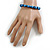 8mm/Glass Bead and Faux Pearl Necklace/Flex Bracelet/Drop Earrings Set in Blue Colours - 43cmL/4cm Ext - view 4