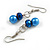 8mm/Glass Bead and Faux Pearl Necklace/Flex Bracelet/Drop Earrings Set in Blue Colours - 43cmL/4cm Ext - view 6