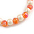 8mm/Orange Glass Bead and White Faux Pearl Necklace/Flex Bracelet/Drop Earrings Set - 43cmL/4cm Ext - view 8