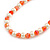 8mm/Orange Glass Bead and White Faux Pearl Necklace/Flex Bracelet/Drop Earrings Set - 43cmL/4cm Ext - view 9