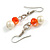 8mm/Orange Glass Bead and White Faux Pearl Necklace/Flex Bracelet/Drop Earrings Set - 43cmL/4cm Ext - view 6