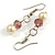 8mm/Plum Purple Glass Bead and Cream Faux Pearl Necklace/Flex Bracelet/Drop Earrings Set - 43cm L/4cm Ext - view 4