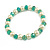 8mm/Green Glass Bead and White Faux Pearl Necklace/Flex Bracelet/Drop Earrings Set - 43cm L/4cm Ext - view 6