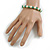 8mm/Green Glass Bead and White Faux Pearl Necklace/Flex Bracelet/Drop Earrings Set - 43cm L/4cm Ext - view 5
