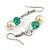 8mm/Green Glass Bead and White Faux Pearl Necklace/Flex Bracelet/Drop Earrings Set - 43cm L/4cm Ext - view 4