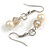 8mm/Light Pink Glass Bead and Cream Faux Pearl Necklace/Flex Bracelet/Drop Earrings Set - 43cm L/4cm Ext - view 8