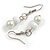 8mm/Glass Bead and Faux Pearl Necklace/Flex Bracelet/Drop Earrings Set in White Colours - 43cmL/4cm Ext - view 7