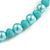8mm/Glass Bead and Faux Pearl Necklace/Flex Bracelet/Drop Earrings Set in Pastel Blue/ Turquoise Blue Colours - 43cmL/4cm Ext - view 10