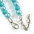 8mm/Glass Bead and Faux Pearl Necklace/Flex Bracelet/Drop Earrings Set in Pastel Blue/ Turquoise Blue Colours - 43cmL/4cm Ext - view 6