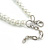 White Faux Pearl Bead Necklace/ Stretch Bracelet/Drop Earrings Set - 44cm L/ 4cm Ext - view 7