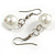 White Faux Pearl Bead Necklace/ Stretch Bracelet/Drop Earrings Set - 44cm L/ 4cm Ext - view 4