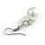 White Faux Pearl Bead Necklace/ Stretch Bracelet/Drop Earrings Set - 44cm L/ 4cm Ext - view 10