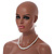 White Faux Pearl Bead Necklace/ Stretch Bracelet/Drop Earrings Set - 44cm L/ 4cm Ext - view 2