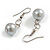 Light Grey Glass Bead Necklace/ Stretch Bracelet/Drop Earrings Set - 44cm L/ 4cm Ext - view 4