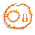 Pale Orange Glass/Dusty Orange Shell Necklace/ Flex Bracelet (Size M) / Drop Earrings Set - 40cm L/5cm Ext
