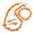 Pale Orange Glass/Dusty Orange Shell Necklace/ Flex Bracelet (Size M) / Drop Earrings Set - 40cm L/5cm Ext - view 2