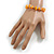 Pale Orange Glass/Dusty Orange Shell Necklace/ Flex Bracelet (Size M) / Drop Earrings Set - 40cm L/5cm Ext - view 6
