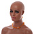 Pale Orange Glass/Dusty Orange Shell Necklace/ Flex Bracelet (Size M) / Drop Earrings Set - 40cm L/5cm Ext - view 3