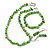 Green Glass/Shell Necklace/ Flex Bracelet (Size M) / Drop Earrings Set - 40cm L/5cm Ext - view 2