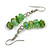 Green Glass/Shell Necklace/ Flex Bracelet (Size M) / Drop Earrings Set - 40cm L/5cm Ext - view 5