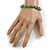 Green Glass/Shell Necklace/ Flex Bracelet (Size M) / Drop Earrings Set - 40cm L/5cm Ext - view 6