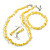 Lemon Yellow Glass/Buttermilk Yellow Shell Necklace/ Flex Bracelet (Size M) / Drop Earrings Set - 40cm L/5cm Ext - view 2