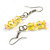Lemon Yellow Glass/Buttermilk Yellow Shell Necklace/ Flex Bracelet (Size M) / Drop Earrings Set - 40cm L/5cm Ext - view 5
